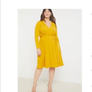 Eloquii Size 28 Yellow Midi dress with tie. NWT